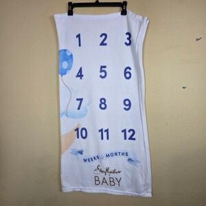 SheaMoisture Baby Milestone Blanket Moon Stars Months Weeks Fleece 18x35 White